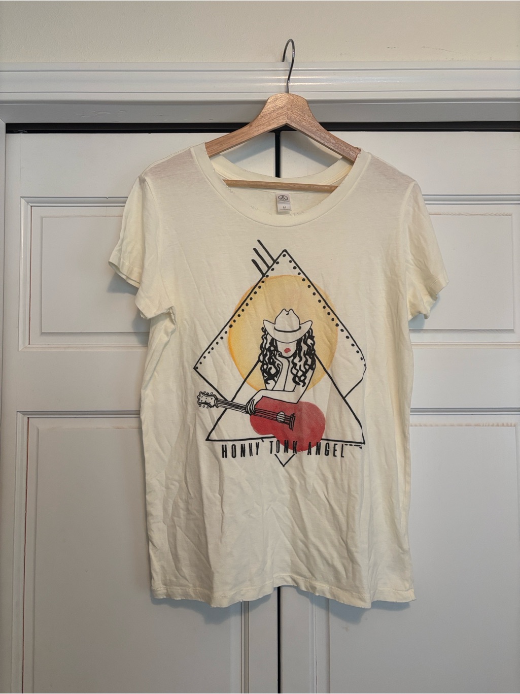 Graphic âHonky Tonk Angelâ Tee - Cream With Red Accent